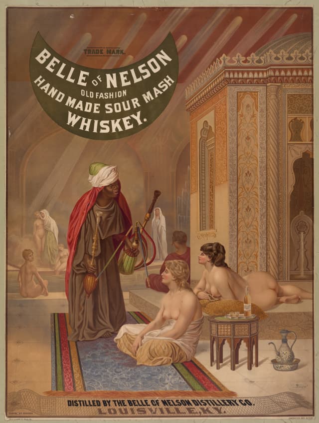 Belle of Nelson Sour Mash Whiskey, 1883, Library of Congress, Prints & Photographs Division; no known restrictions. Hosted on Wikimedia Commons.