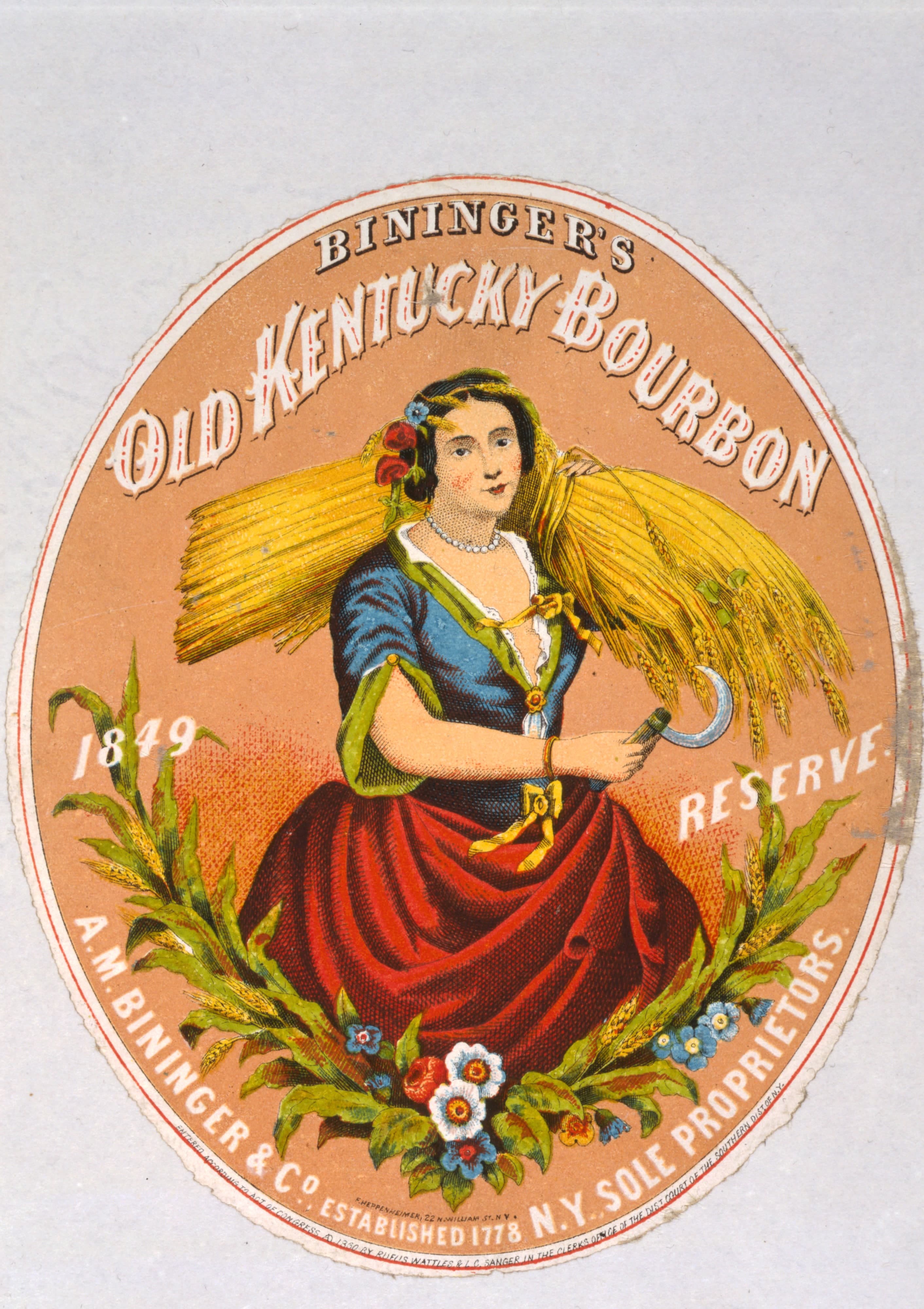 Bininger's Old Kentucky Bourbon, 1860