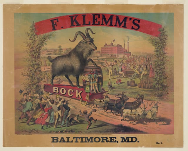F. Klemm's Bock, Baltimore, 1880, Library of Congress, Prints & Photographs Division; no known restrictions. Hosted on Wikimedia Commons.