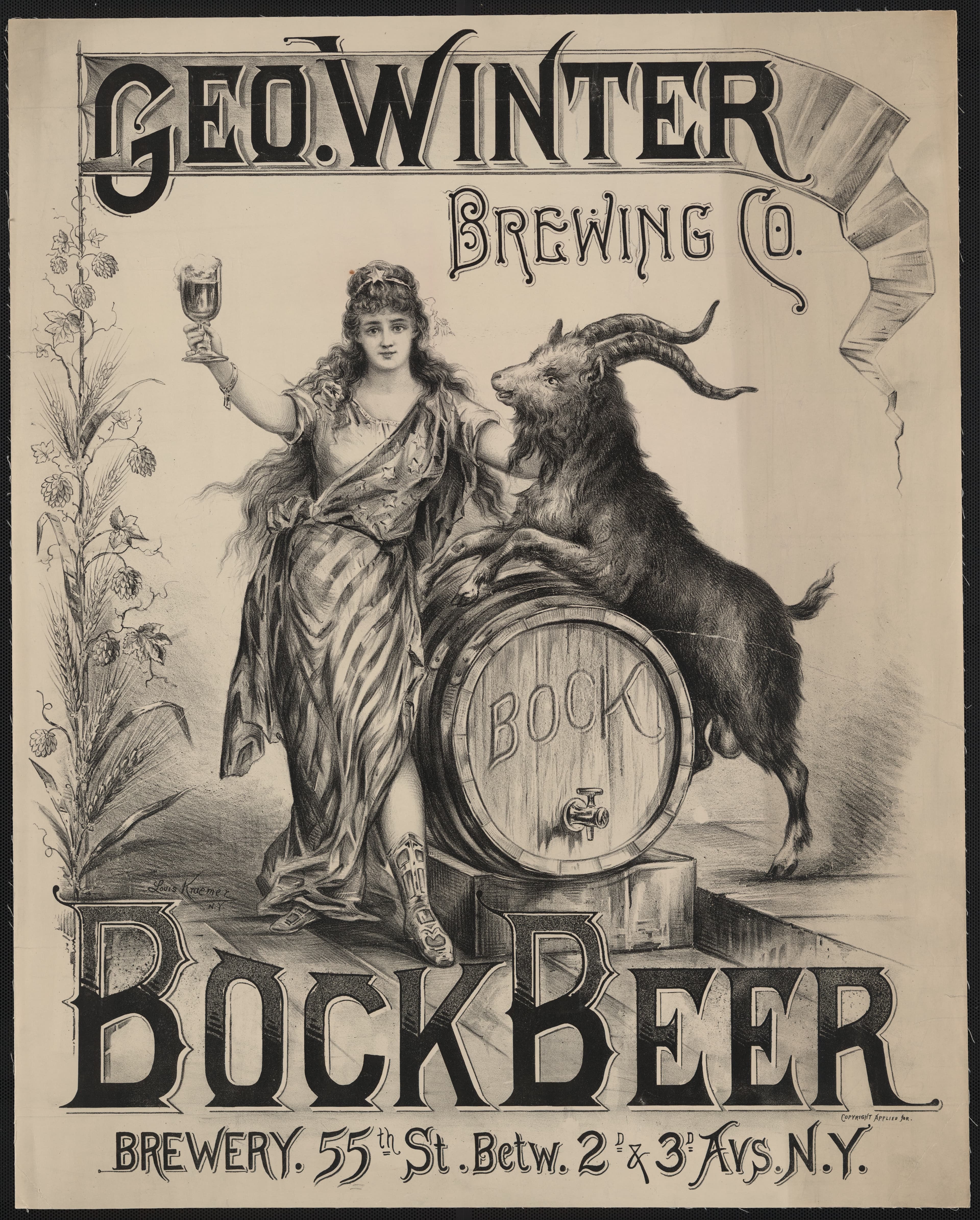 Geo. Winter Brewing Co. Bock Beer, New York, 1900